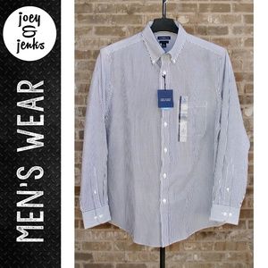 NWT Men's White Pinstriped Dress Shirt Medium